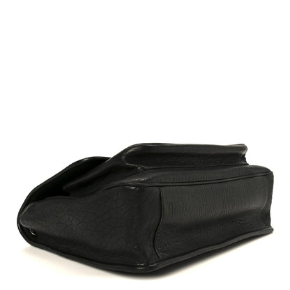 Black grained leather Niki chain satchel, front corner profile