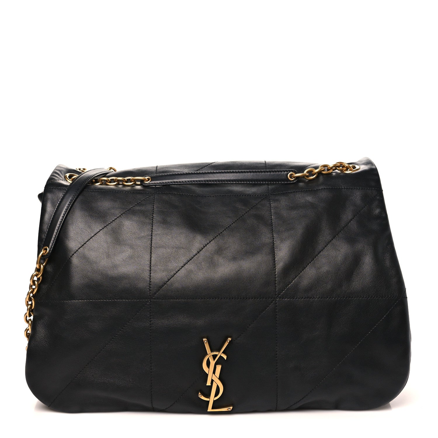 Saint Laurent shoulder bag in black lambskin, quilted matelasse with monogram clasp