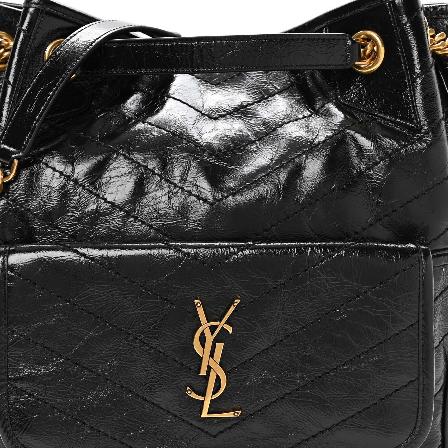 Black matelasse leather tote with YSL front monogram and structured flap pocket