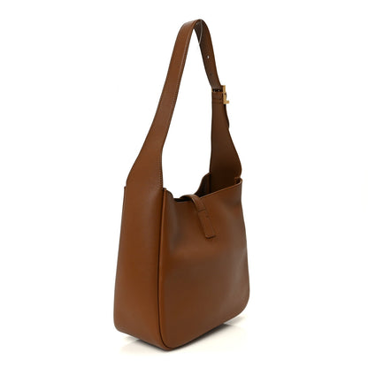 Saint Laurent hobo bag in smooth brown leather with structured side panel and handle