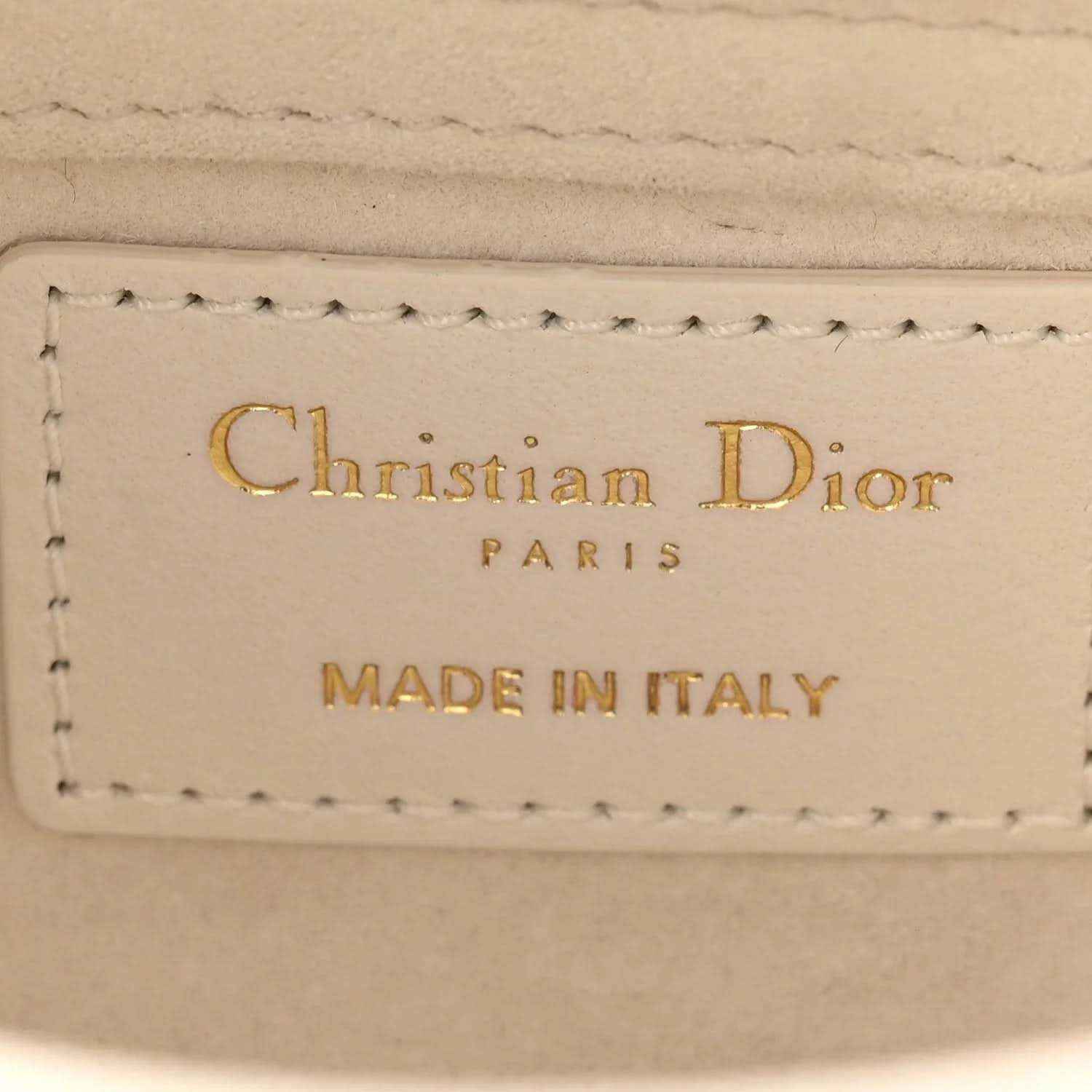 Cream interior label reading Christian Dior PARIS and MADE IN ITALY