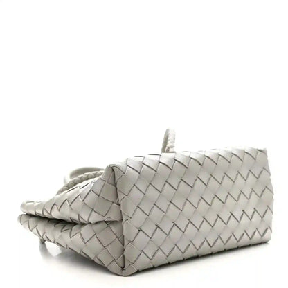 Andiamo shoulder bag in sterling grey woven nappa with braided shoulder handle