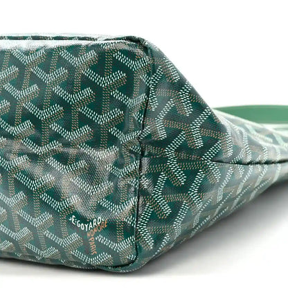 Goyardine hobo bag in green chevron coated canvas with front logo patch