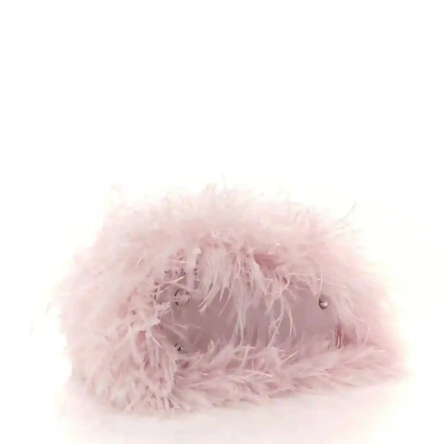 Louis Vuitton mini top-handle bag, pale pink feather fringe close-up