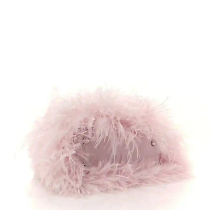 Louis Vuitton mini top-handle bag, pale pink feather fringe close-up