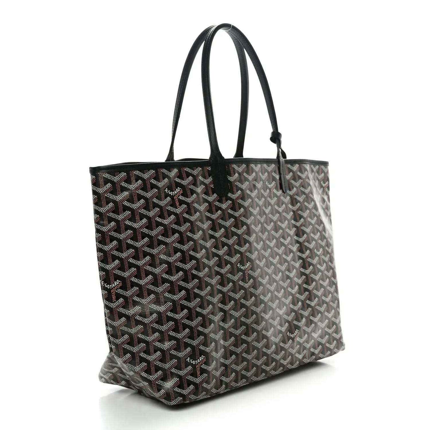 Goyard Saint Louis PM tote bag side view, black coated canvas with top handles