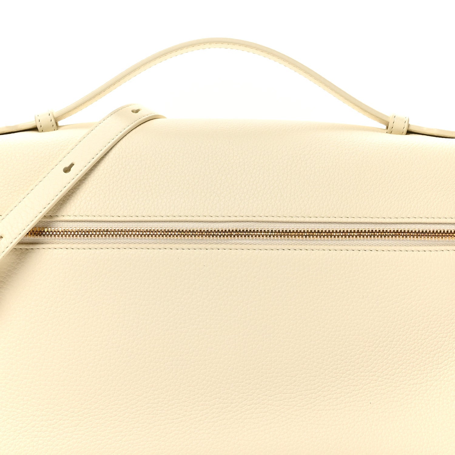 Loro Piana grained calfskin extra pocket pouch with front zipper and leather strap