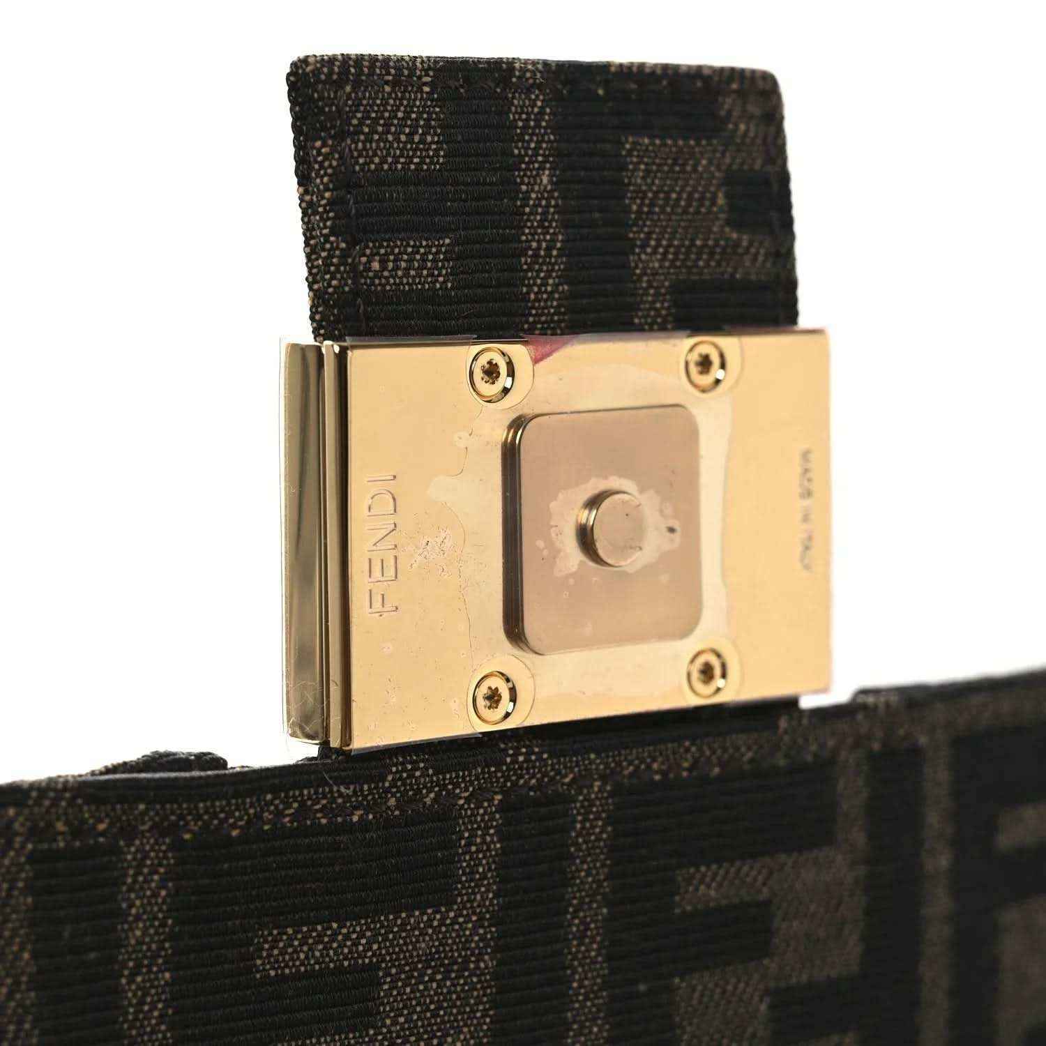Jacquard baguette bag gold-tone clasp with circular lock on flap