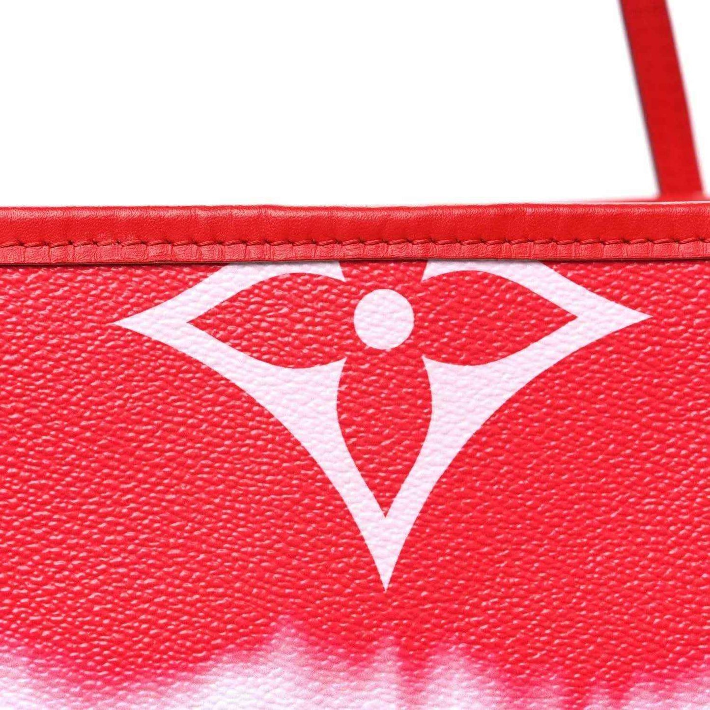 Pink leather panel with white Louis Vuitton monogram motif
