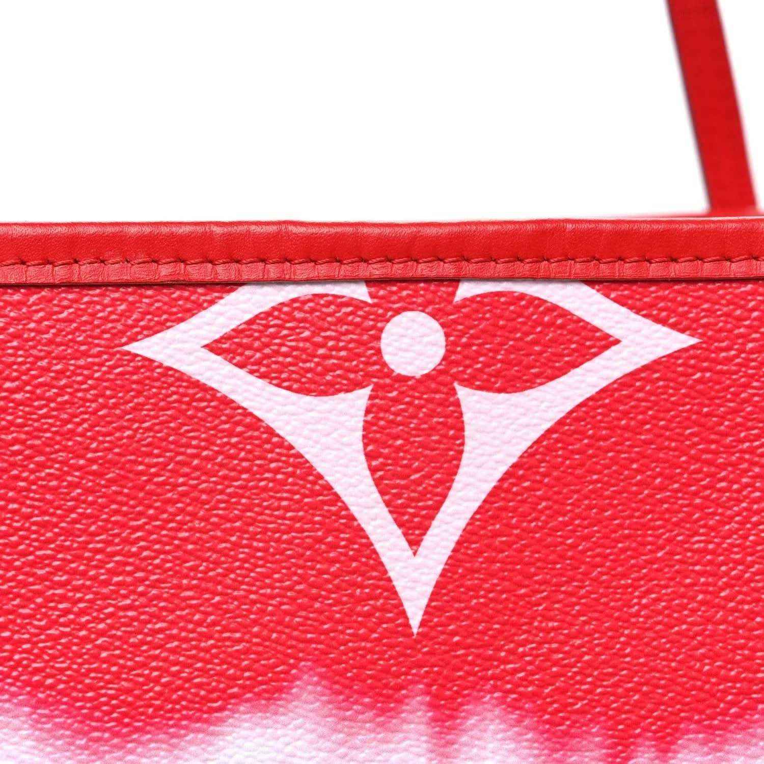 Pink leather panel with white Louis Vuitton monogram motif