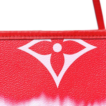 Pink leather panel with white Louis Vuitton monogram motif
