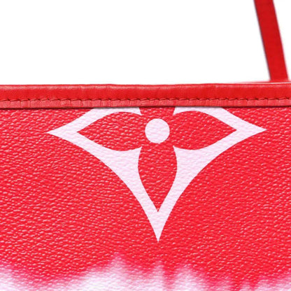 Pink leather panel with white Louis Vuitton monogram motif