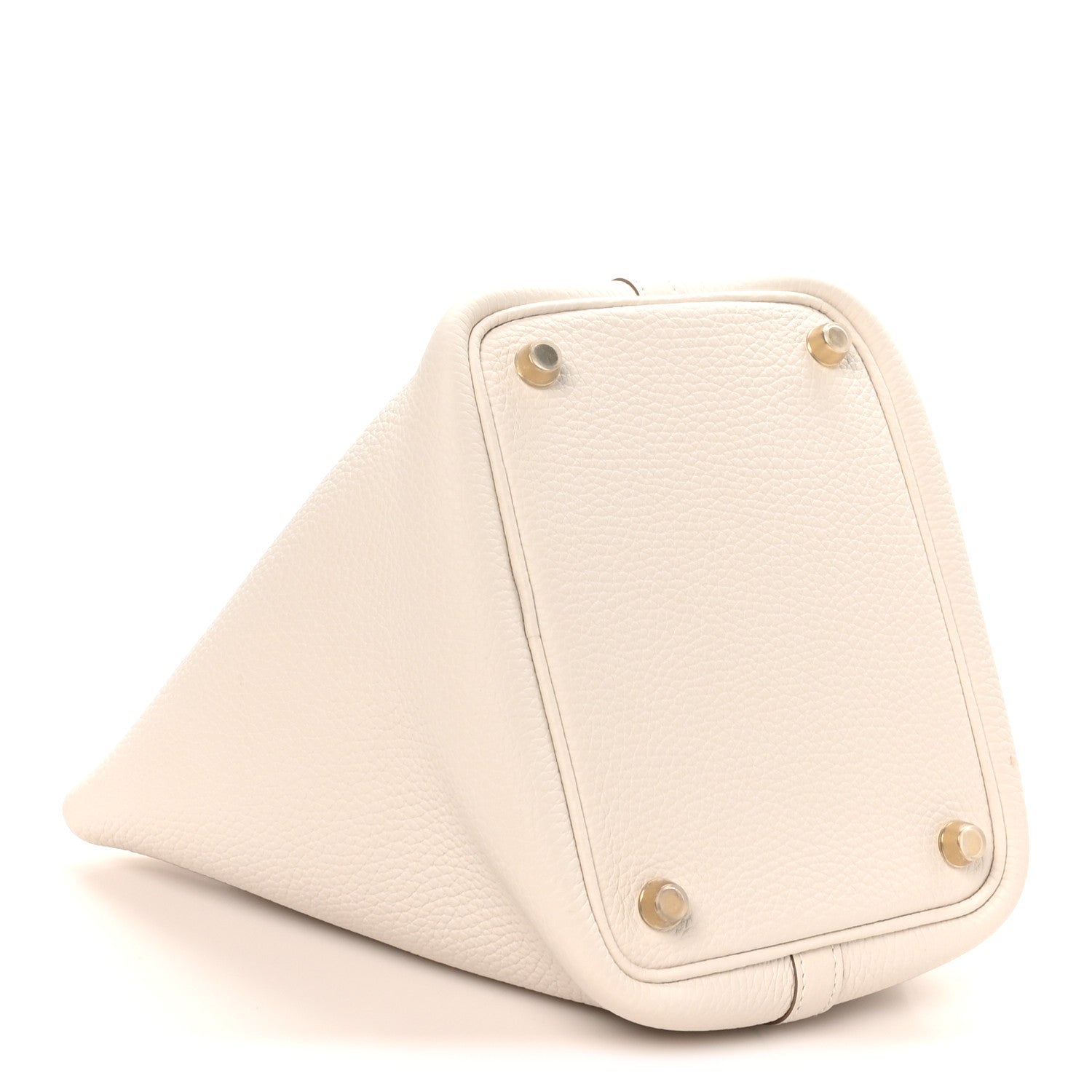 Pale cream textured leather tote base with corner studs and stitched edges