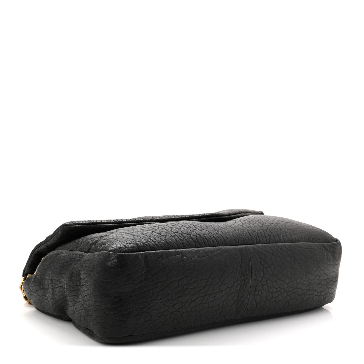 Saint Laurent Calypso shoulder bag, black grained lambskin, rounded base