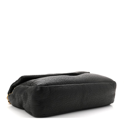 Saint Laurent Calypso shoulder bag, black grained lambskin, rounded base