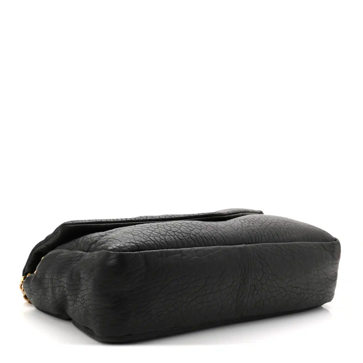 Saint Laurent Calypso shoulder bag, black grained lambskin, rounded base
