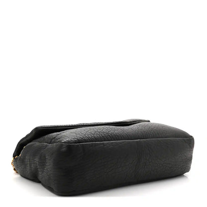 Saint Laurent Calypso shoulder bag, black grained lambskin, rounded base