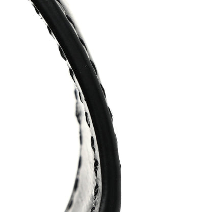 Celine shiny calfskin shoulder bag strap in black, close-up stitched edge