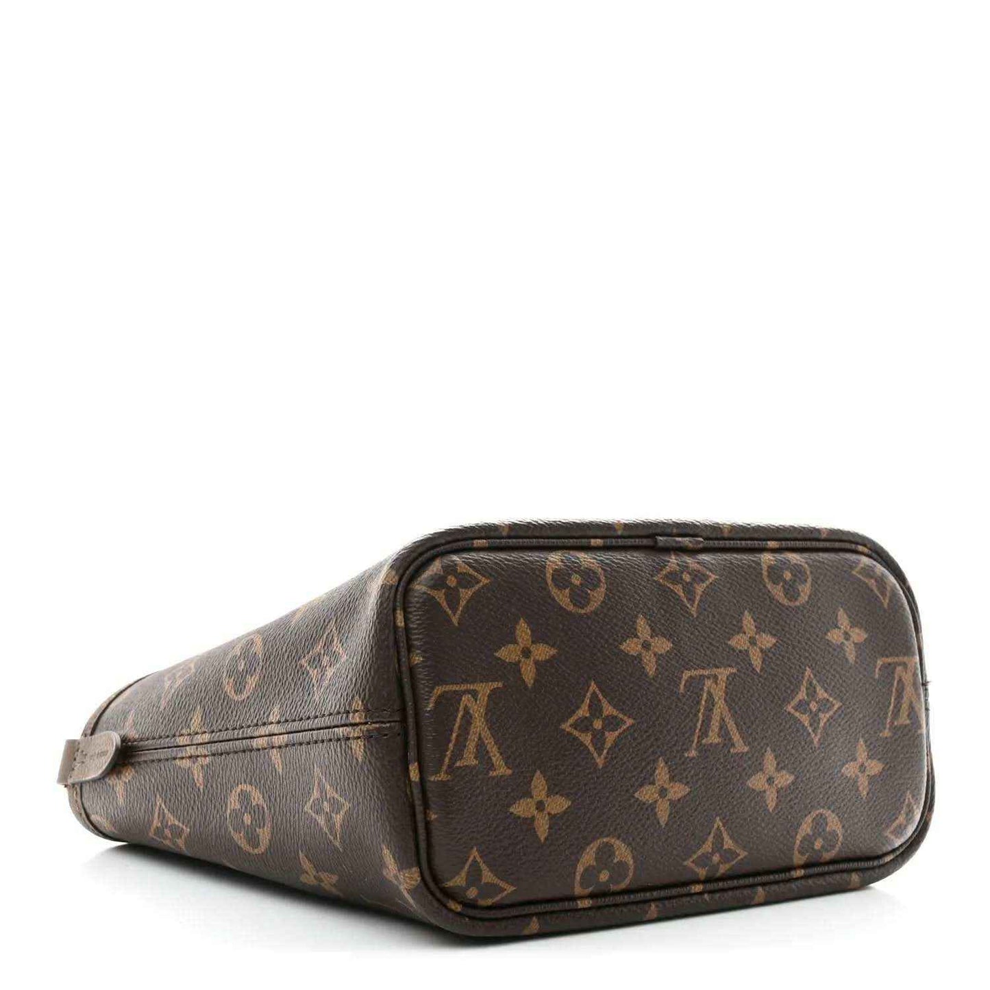 Louis Vuitton monogram cosmetic pouch with top zip and dark fango leather trim