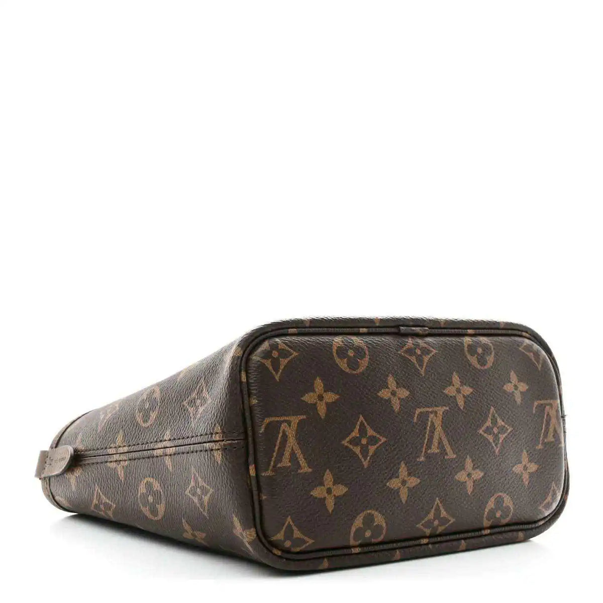Louis Vuitton monogram cosmetic pouch with top zip and dark fango leather trim