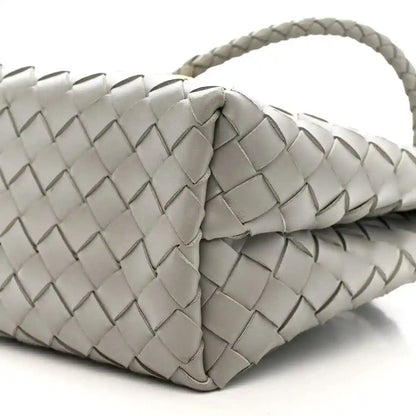 Andiamo shoulder bag woven nappa corner with braided carry handle in sterling grey
