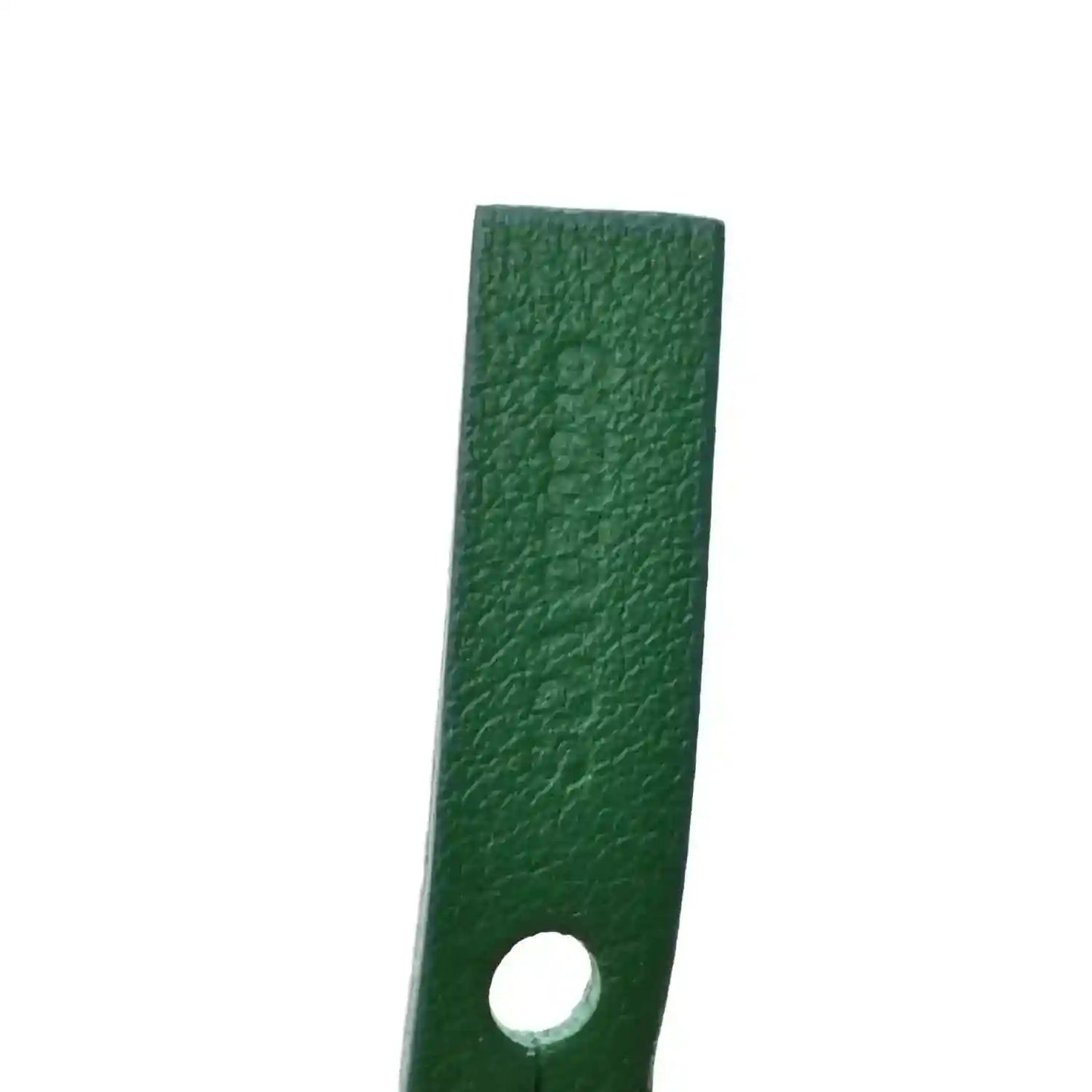 Reversible tote bag handle end in green coated canvas with stud detail