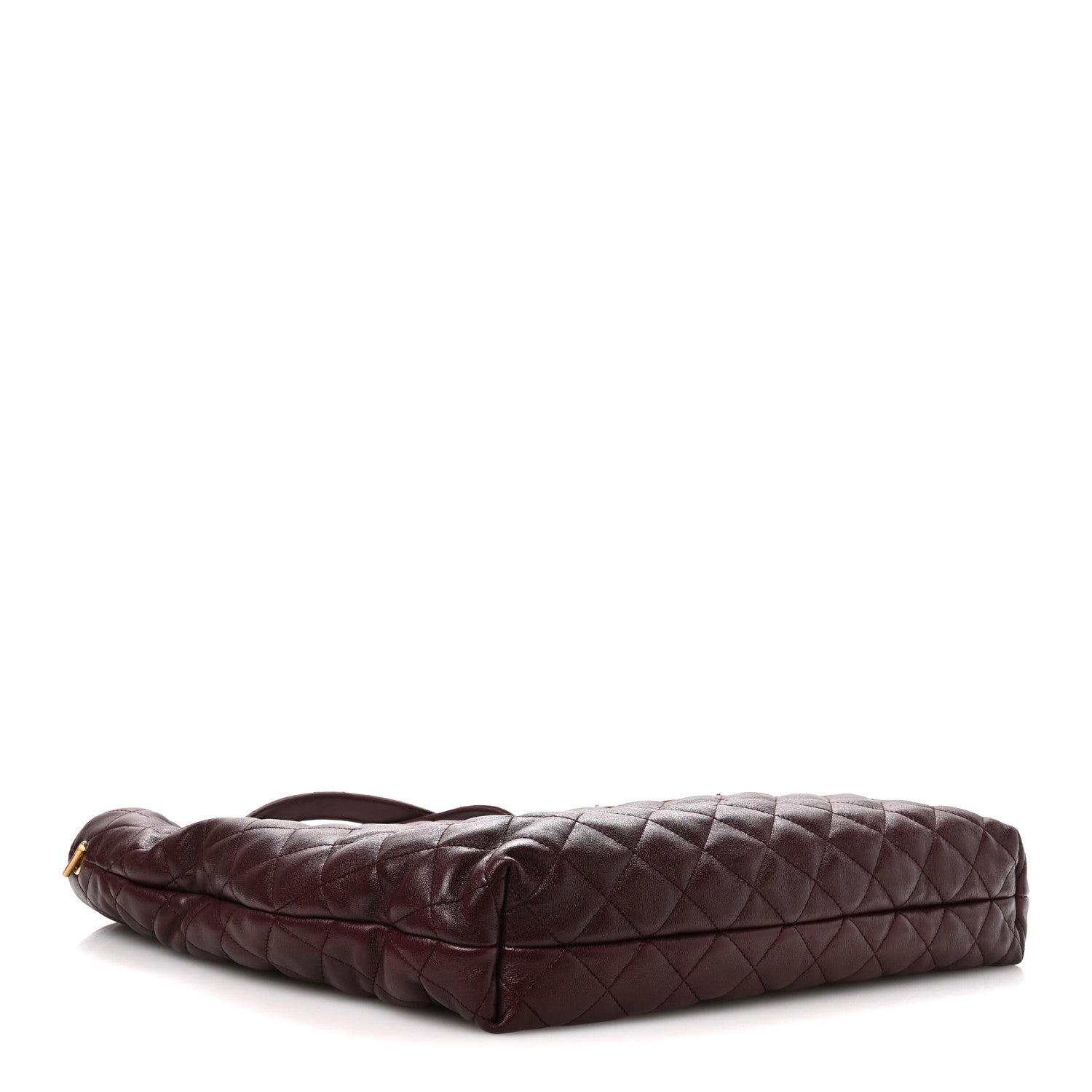 Quilted lambskin tote with flat base and single front zip pocket