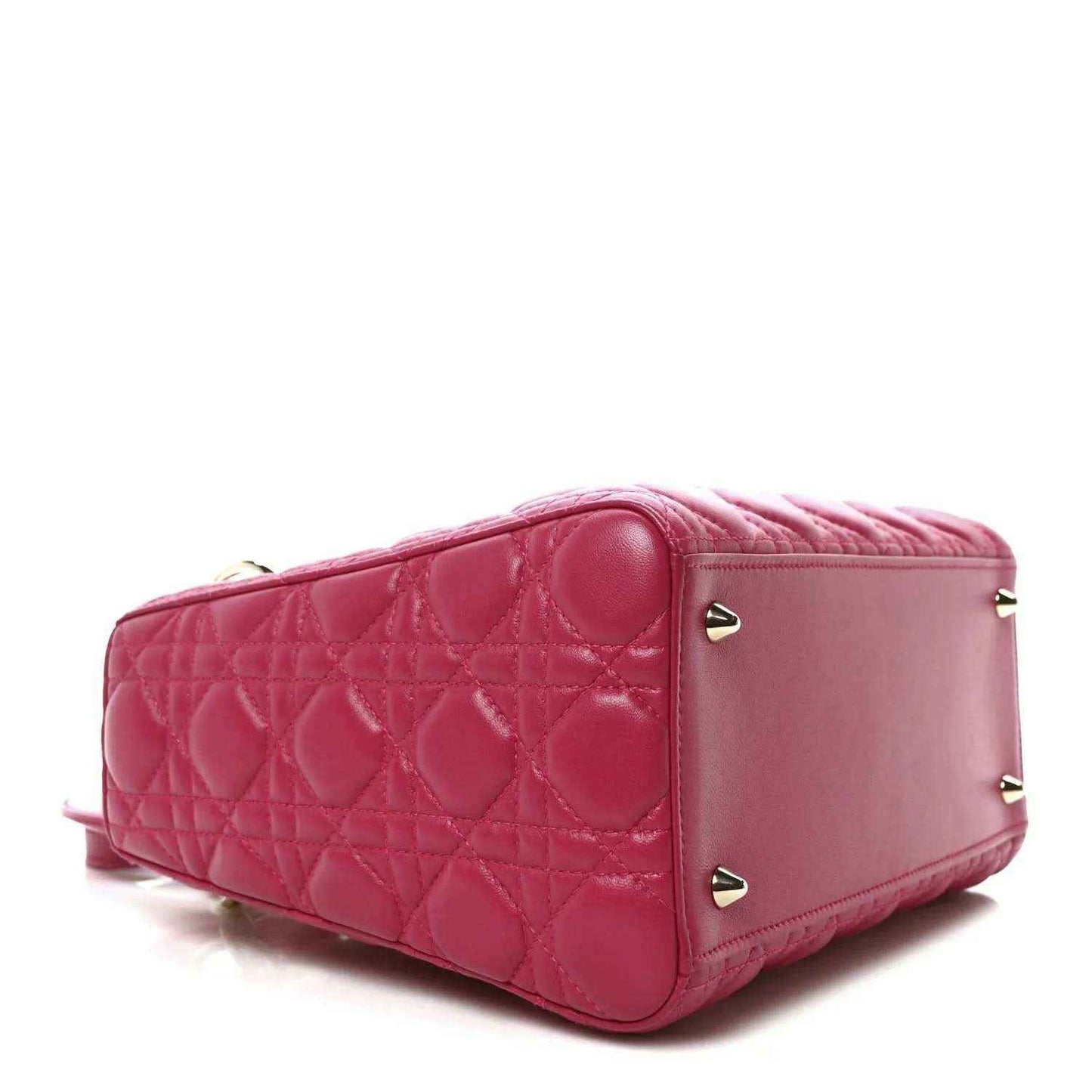 Fuchsia quilted leather handbag base with gold-tone studs and side hardware