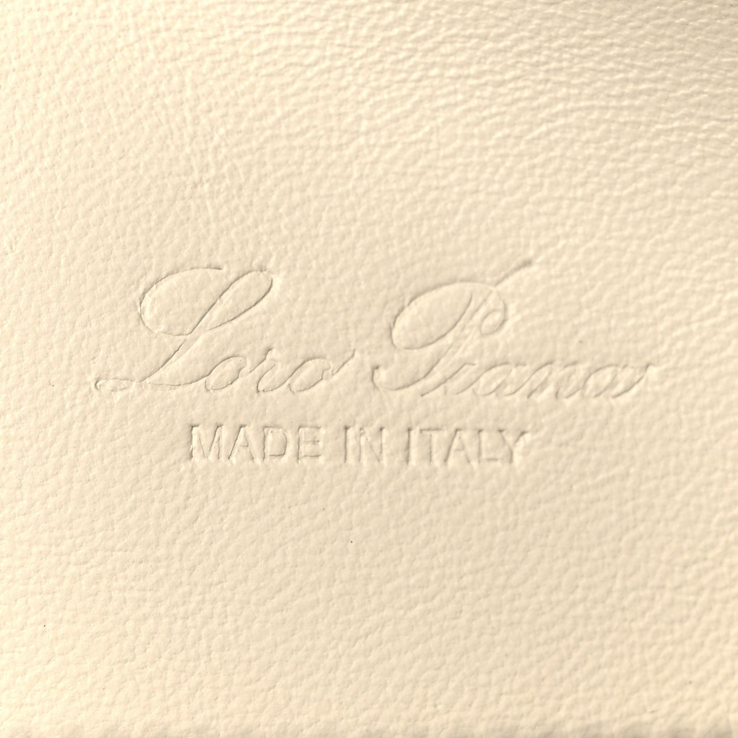 Grained calfskin pouch in white with embossed logo and 'MADE IN ITALY'