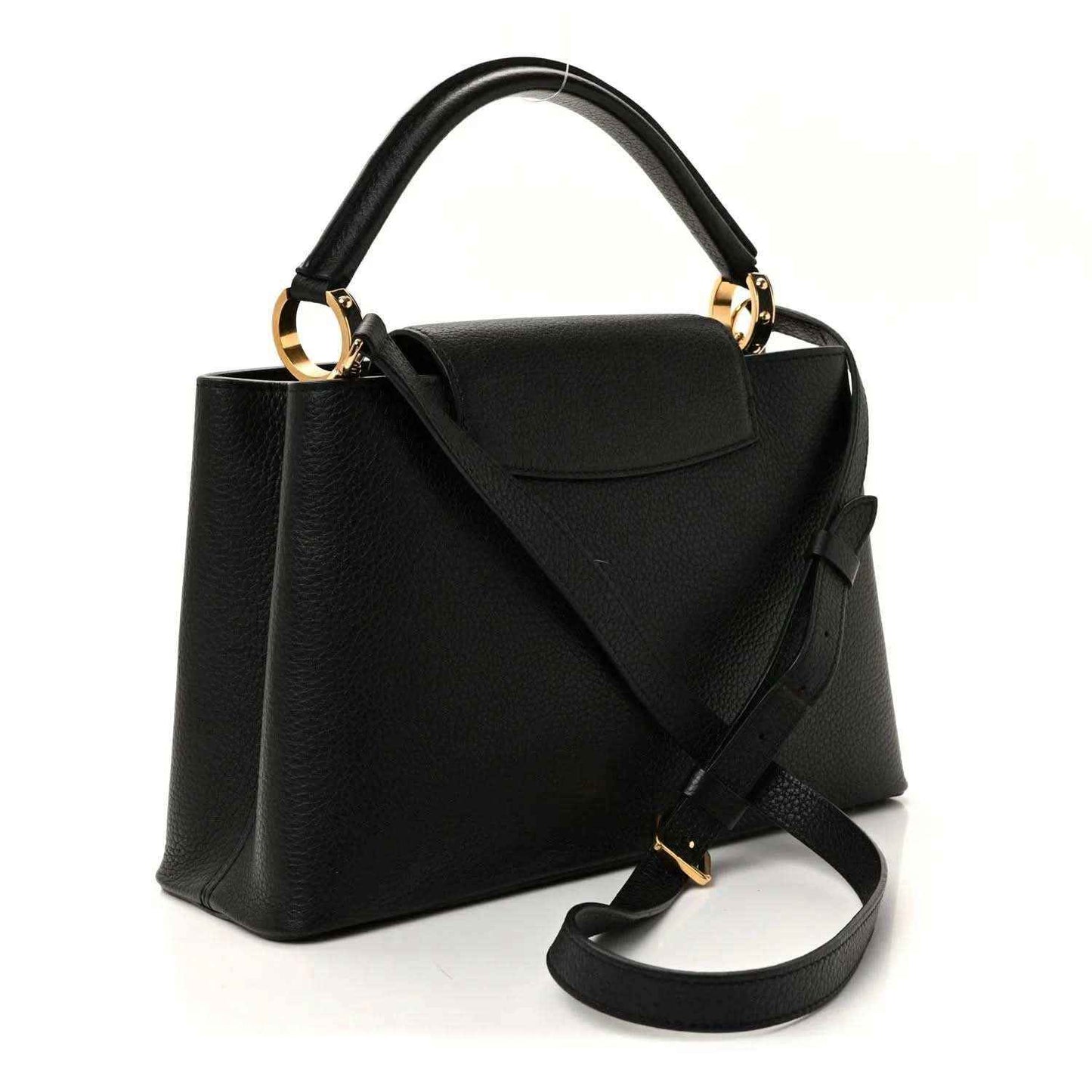 Louis Vuitton Capucines BB bag in black leather with top handle and crossbody strap