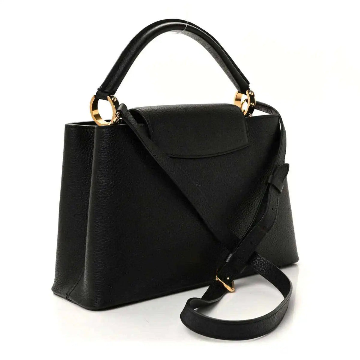 Louis Vuitton Capucines BB bag in black leather with top handle and crossbody strap