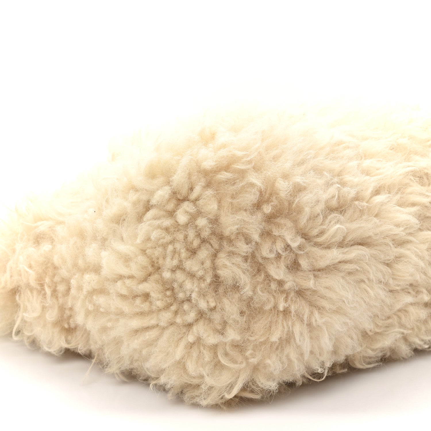 SAINT LAURENT shearling shoulder bag, natural plush curl texture close-up