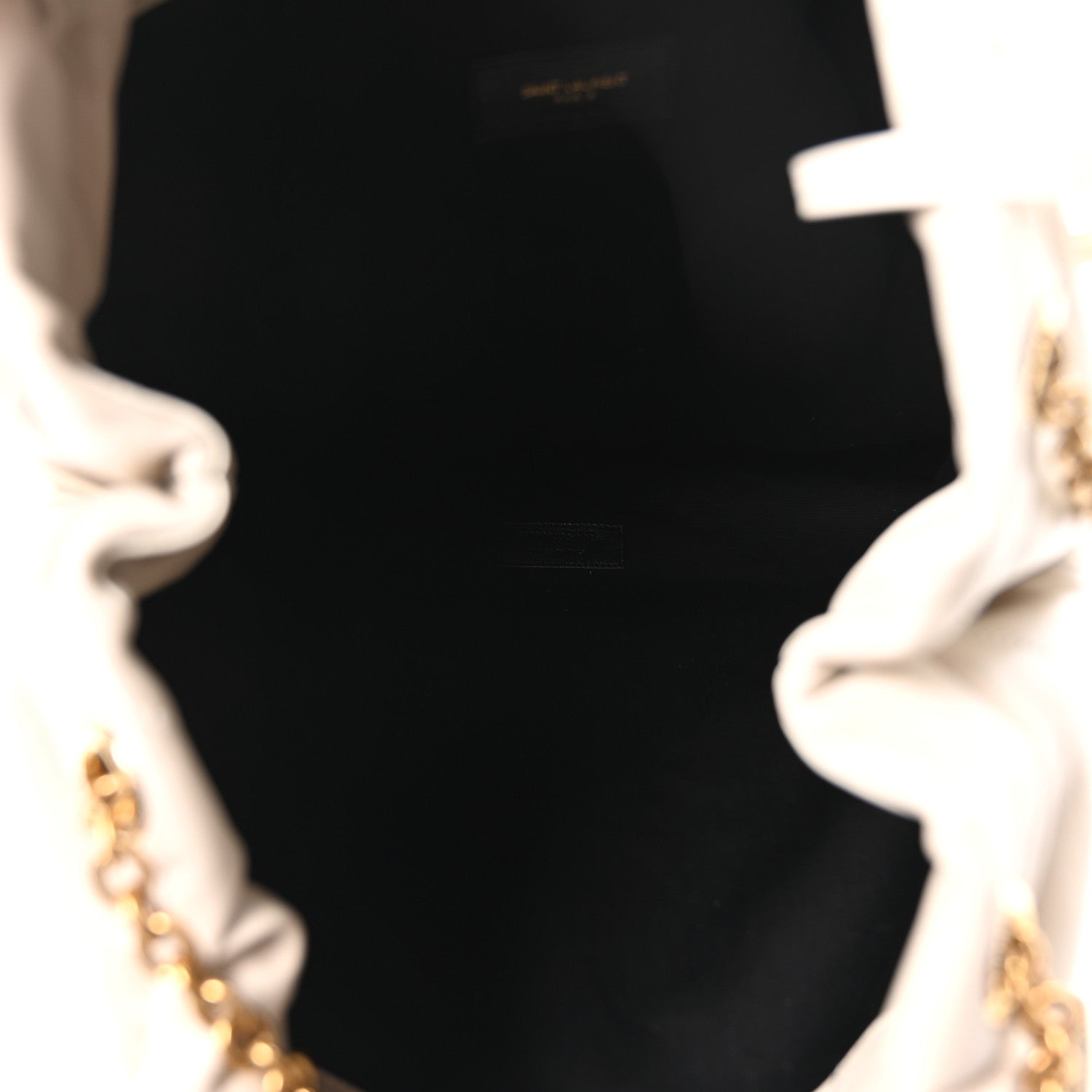 Quilted lambskin handbag with gold chain strap, off-white