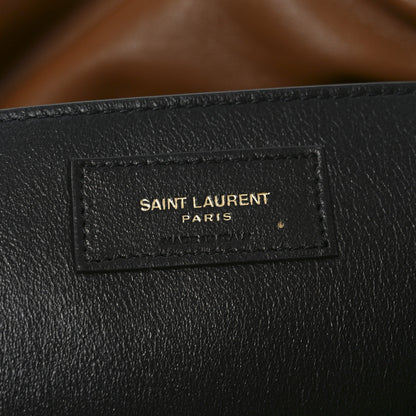 Black leather interior patch label reading SAINT LAURENT PARIS on shoulder bag