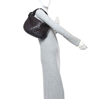 Teen Jodie hobo bag in woven nappa leather, black, shown on mannequin