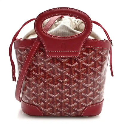 Red mini handbag with Goyardine pattern, top handle, open drawstring-style top