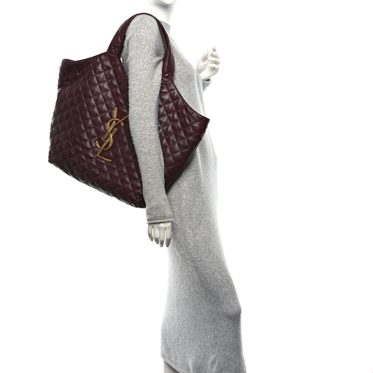 Quilted lambskin tote with side profile and gold-tone YSL emblem