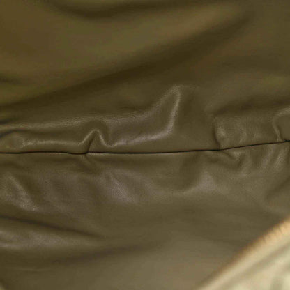 Woven lambskin leather bag interior lining in travertine light taupe