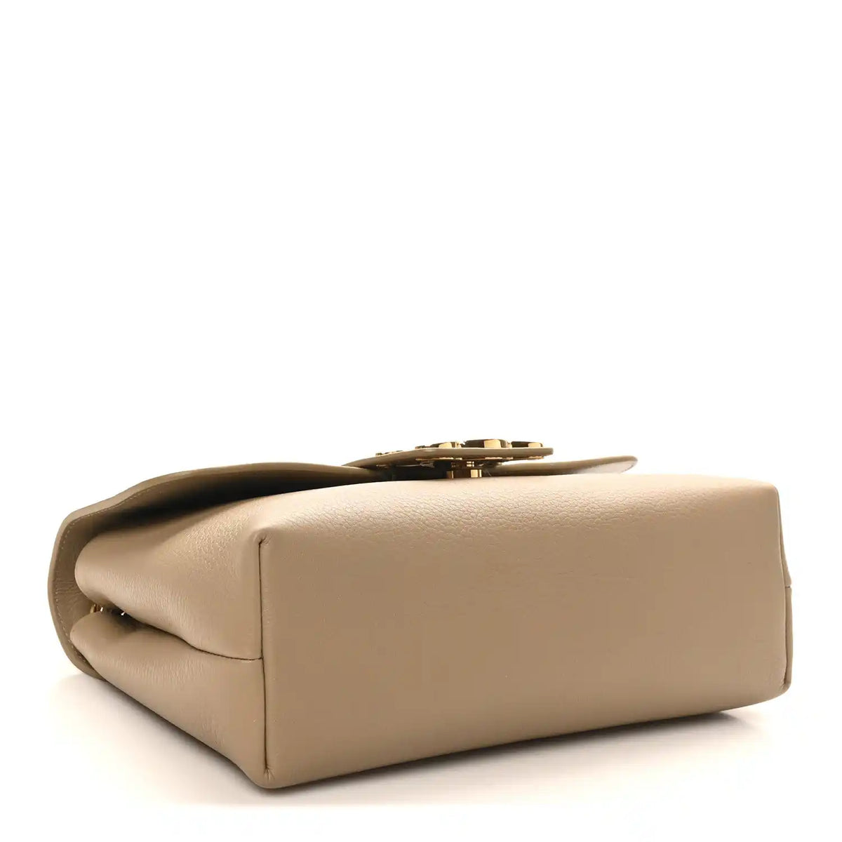 Celine tan calfskin Victoire medium bag with top clasp hardware and structured flap