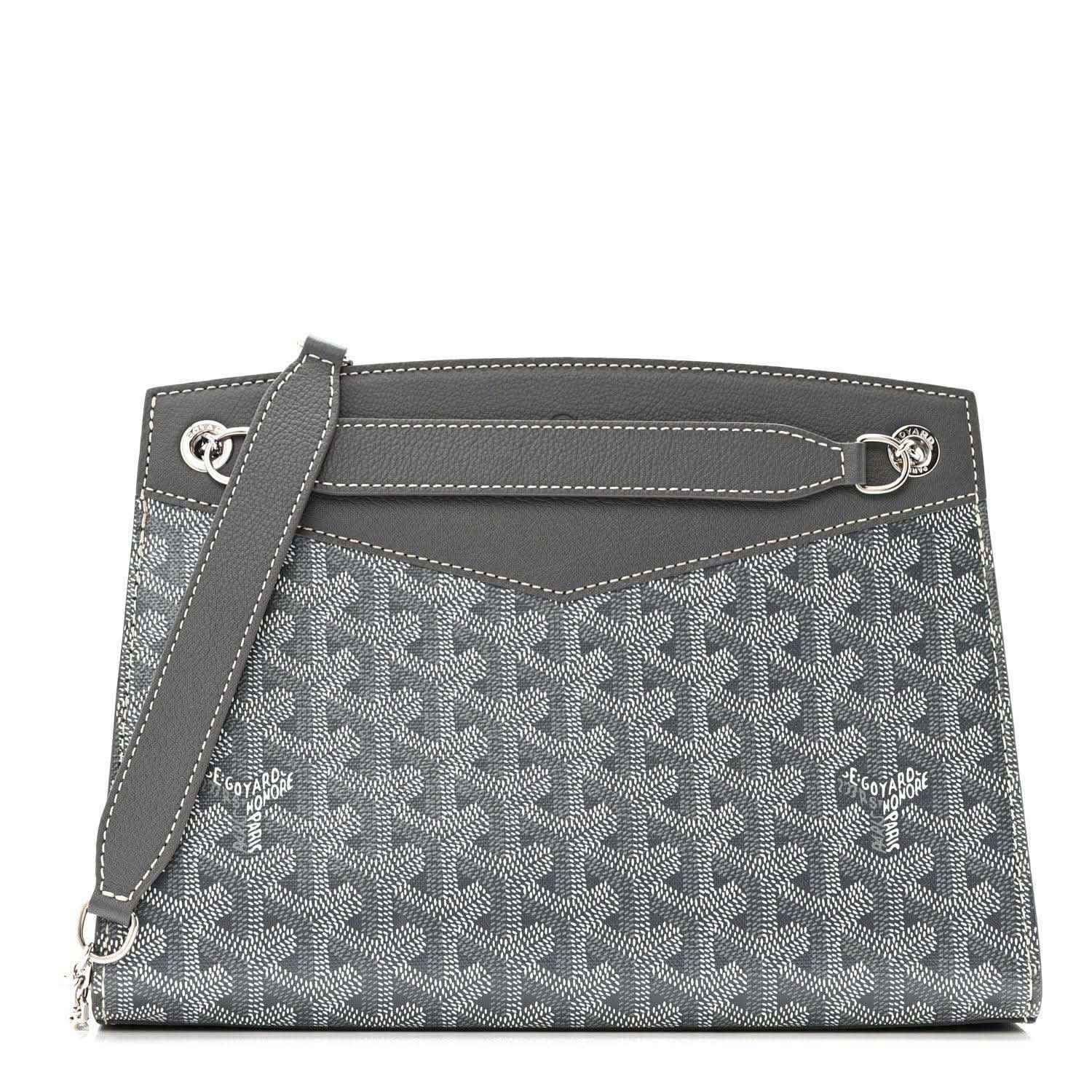 Grey Goyardine Rouette structure shoulder bag with monogram pattern and chain strap
