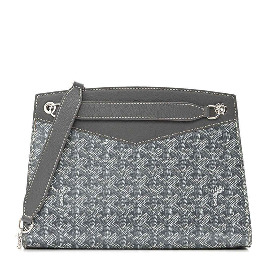 Grey Goyardine Rouette structure shoulder bag with monogram pattern and chain strap