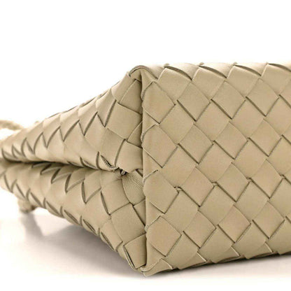Bottega Veneta woven leather shoulder bag corner and braided trim, travertine tone