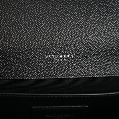 Black embossed leather satchel with SAINT LAURENT PARIS logo