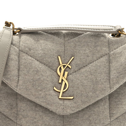 Saint Laurent YSL monogram on quilted flap, light beige satchel