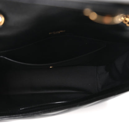 Black leather bag interior with lining and stitched seam