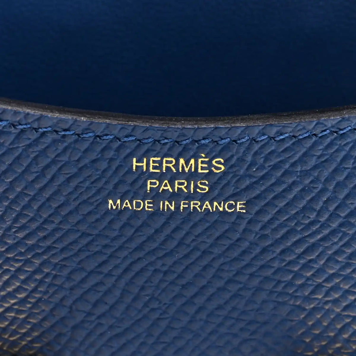 Blue leather slim wallet with HERMÈS PARIS MADE IN FRANCE embossing