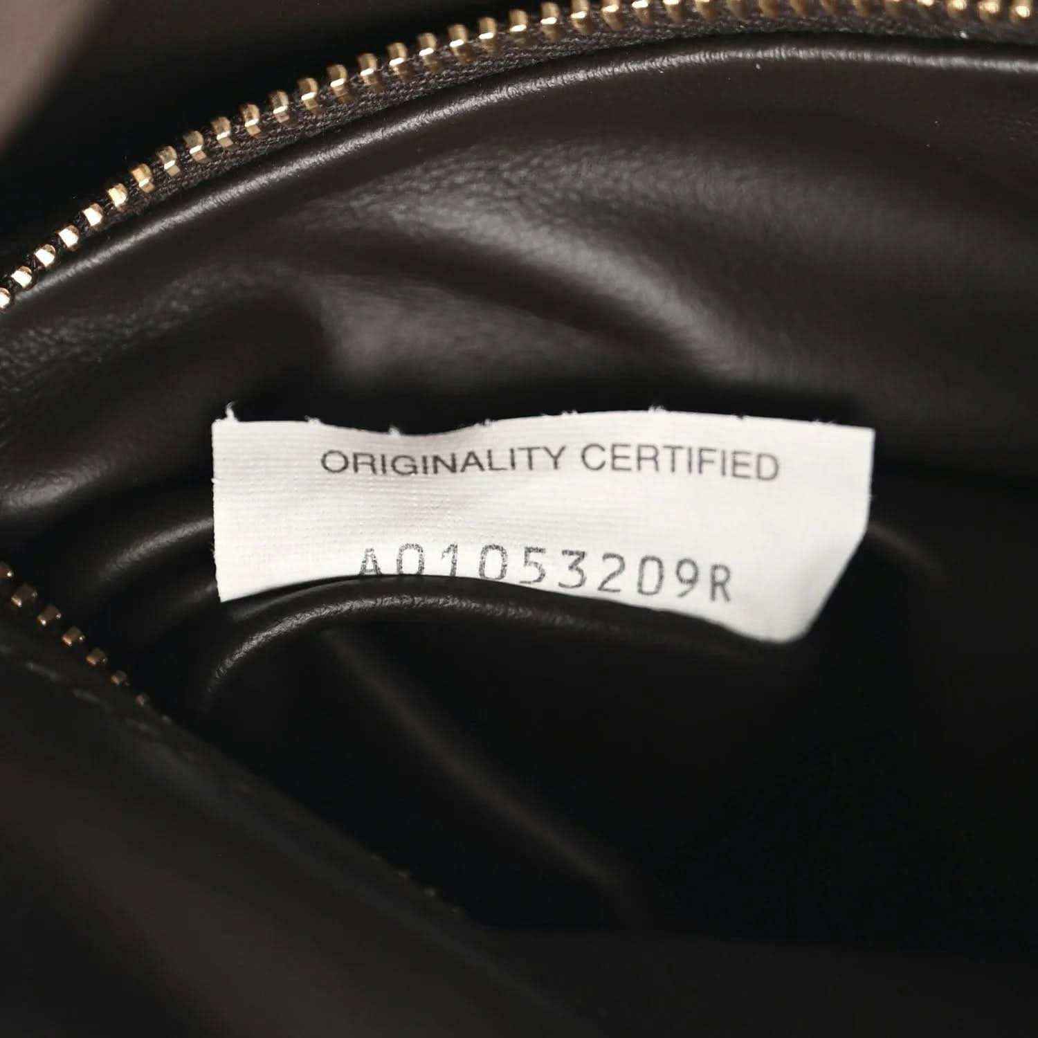 Bottega Veneta suede hobo bag authenticity label inside, near zipper, dark brown
