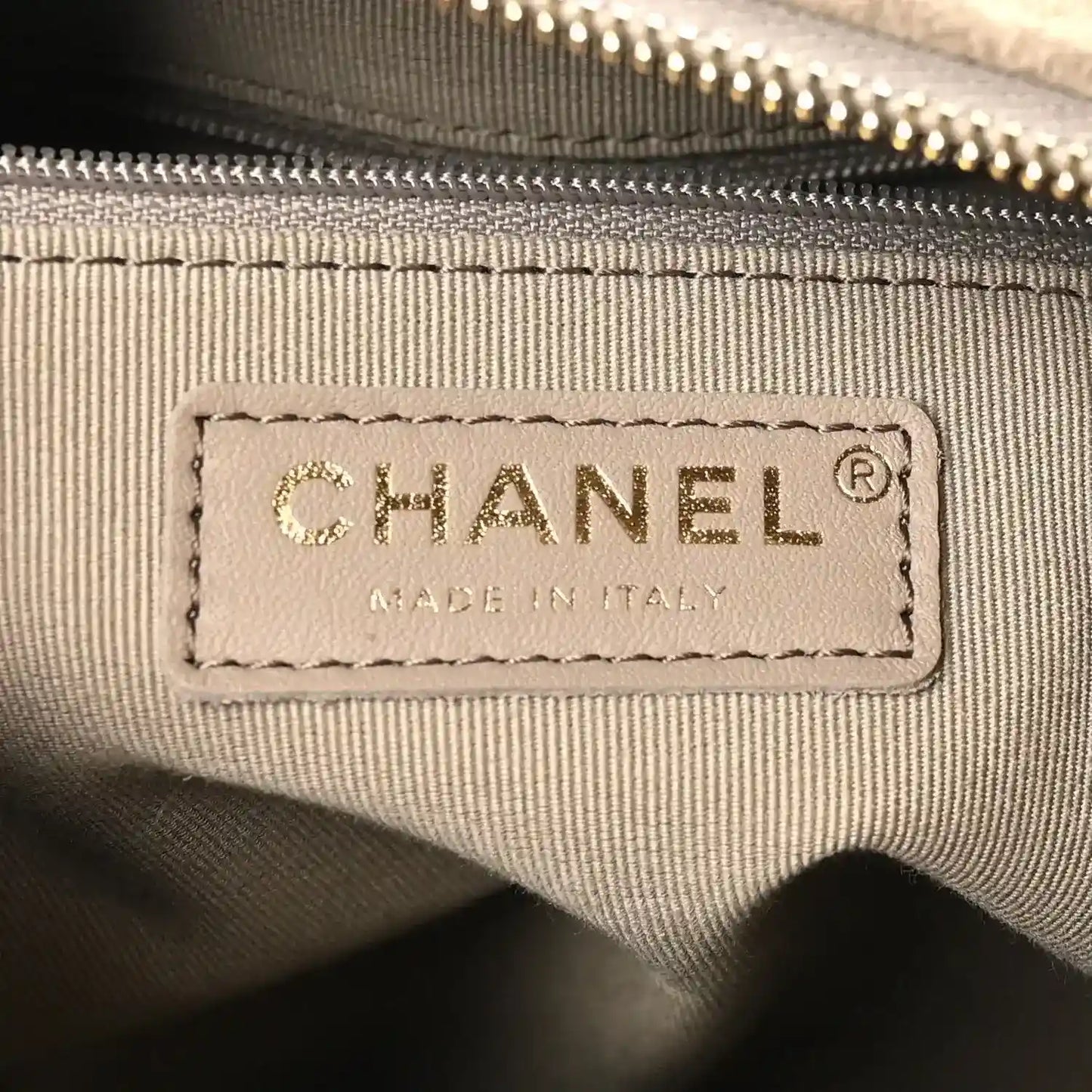 Chanel suede bag interior label: CHANEL, MADE IN ITALY