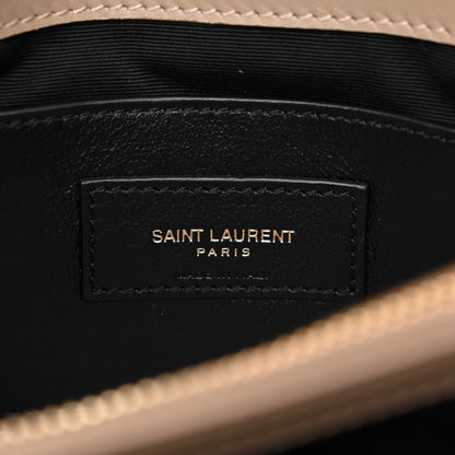 SAINT LAURENT PARIS leather logo patch inside suede bag