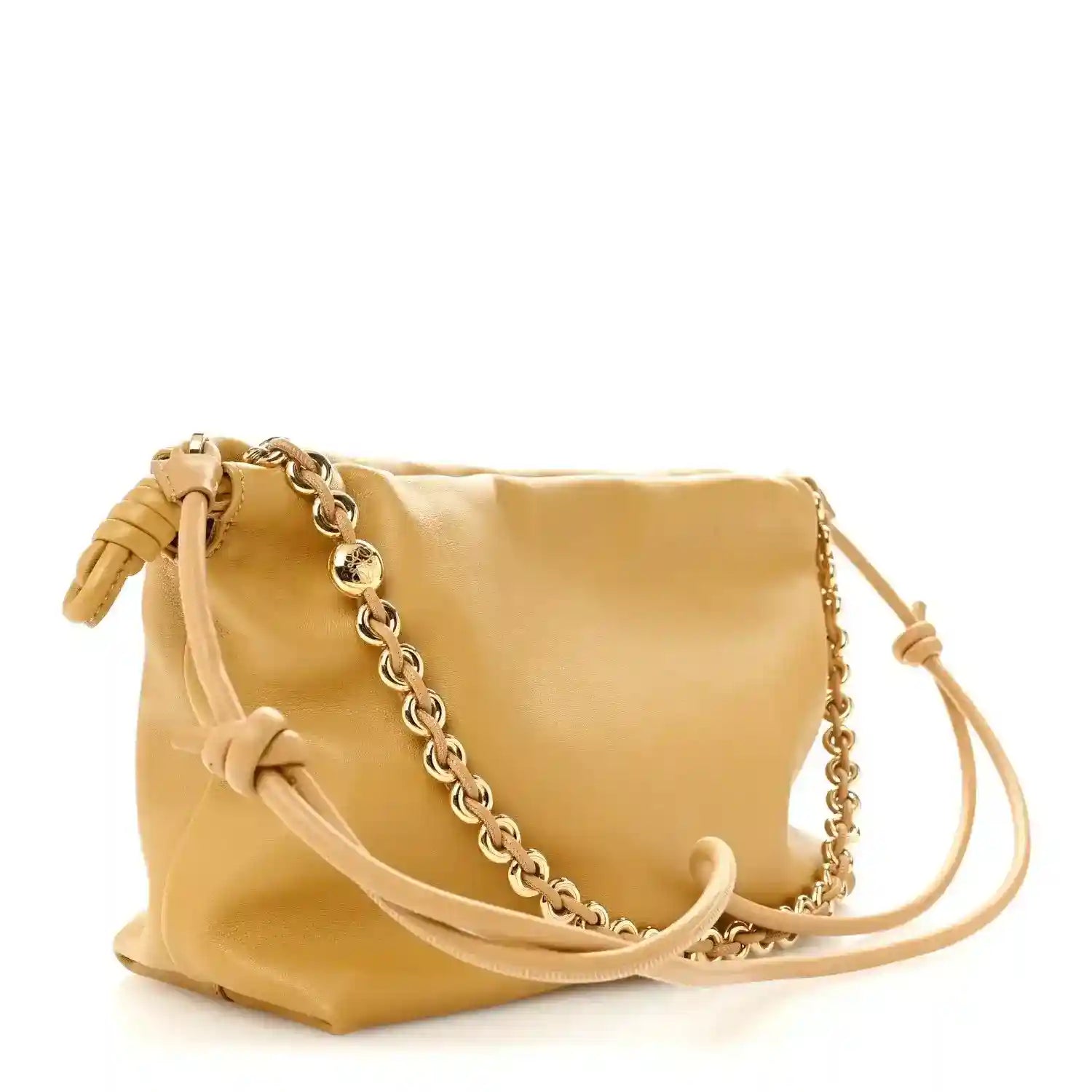 Sahara nappa leather medium clutch with chain strap and knotted front detail
